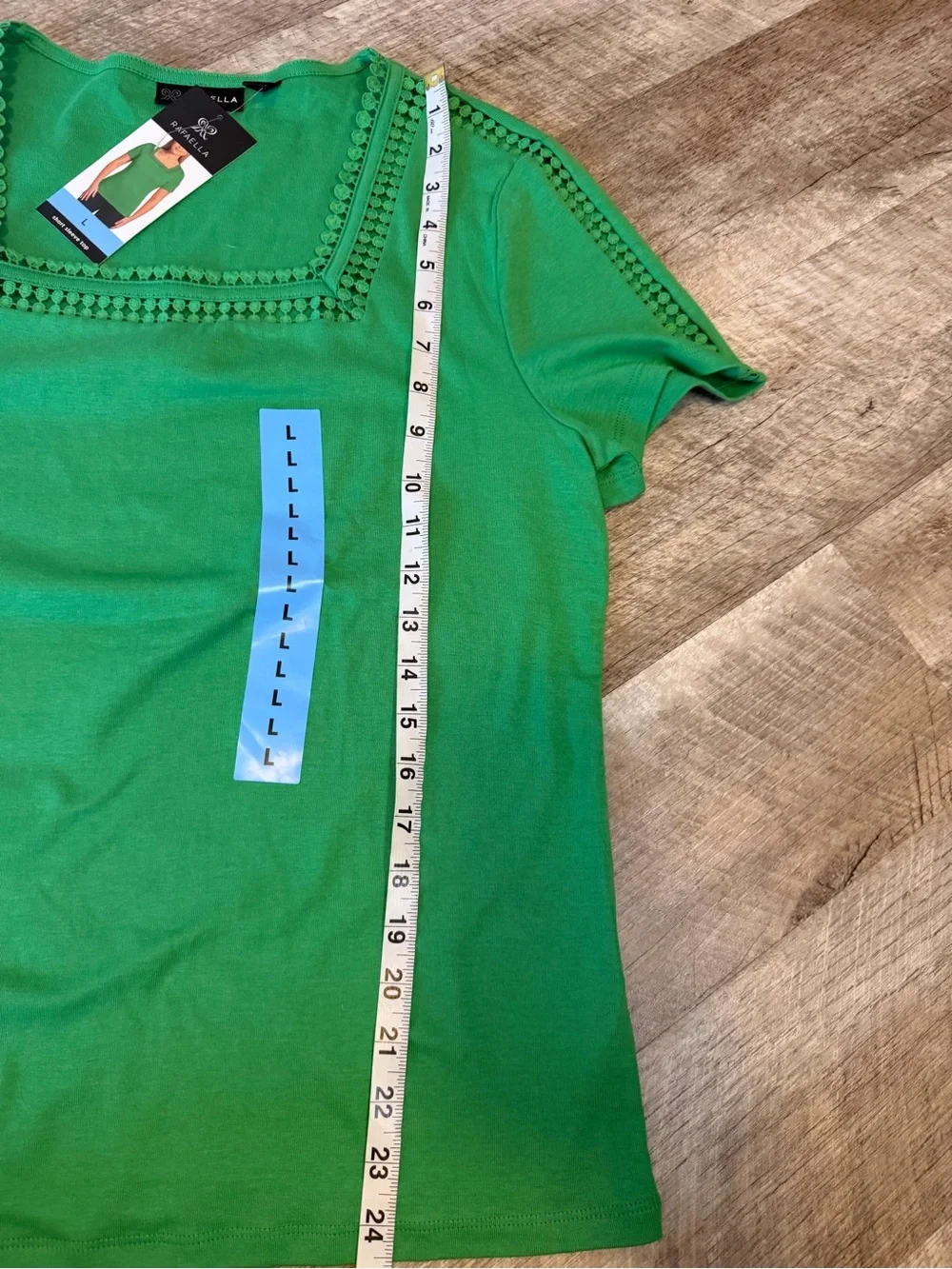 Kelly Green Square-Neck Open Pattern Crochet Look Trim Women's Top